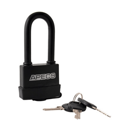 Замок навесной APECS PD-03-60 чугун дужка (d9 мм),резиновые кольца, автоматические 3 английских ключа — Крепимир